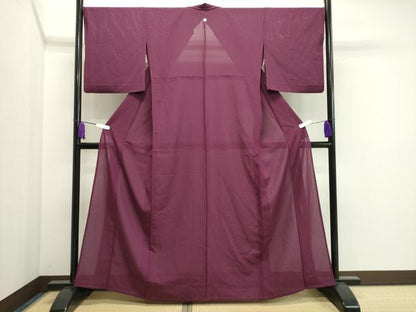 平和屋着物＊夏物 色無地 絽 堅牢染 暗紅色 反端付き 正絹 逸品 CAAU8941gh