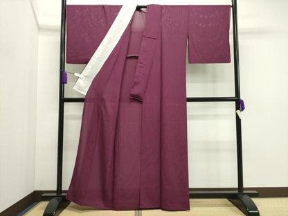 平和屋着物＊夏物 色無地 絽 堅牢染 暗紅色 反端付き 正絹 逸品 CAAU8941gh