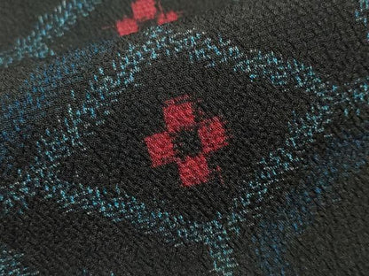 平和屋着物▽本塩沢 単衣 蜀江花文 黒地 正絹 逸品 CAAU9000gh
