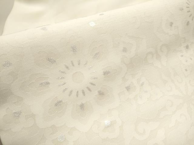 平和屋着物●塩瀬 九寸名古屋帯 正倉院花唐草文 銀彩 正絹 逸品 CAAU9211hy