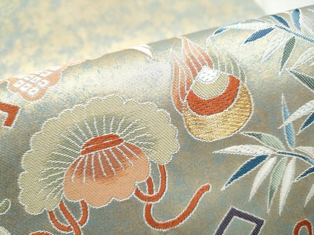 平和屋着物●東京友禅　熊谷好博子　六通柄袋帯　宝寿文様　金糸　引箔　正絹　逸品　CAAU9221hy