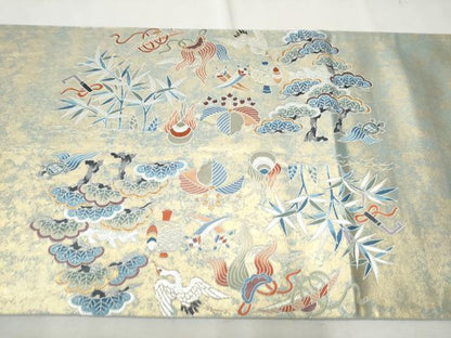 平和屋着物●東京友禅　熊谷好博子　六通柄袋帯　宝寿文様　金糸　引箔　正絹　逸品　CAAU9221hy