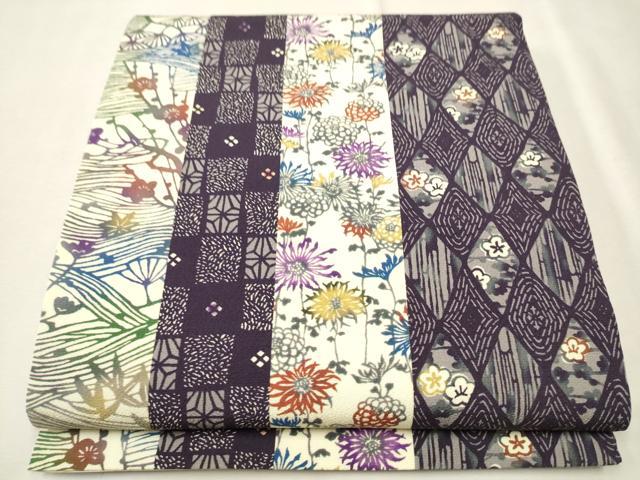 平和屋着物●両面　全通柄袋帯　紅型染　草花間道　正絹　逸品　未使用　CAAU9257hy
