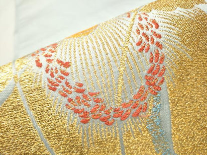 平和屋着物●龍村美術織物　たつむら　九寸開き名古屋帯　金の花　金糸　正絹　逸品　CAAU9273hy