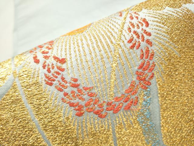 平和屋着物●龍村美術織物　たつむら　九寸開き名古屋帯　金の花　金糸　正絹　逸品　CAAU9273hy