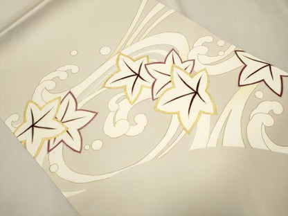 平和屋着物●塩瀬　九寸開き名古屋帯　竜田川　金彩　正絹　逸品　CAAU9281hy
