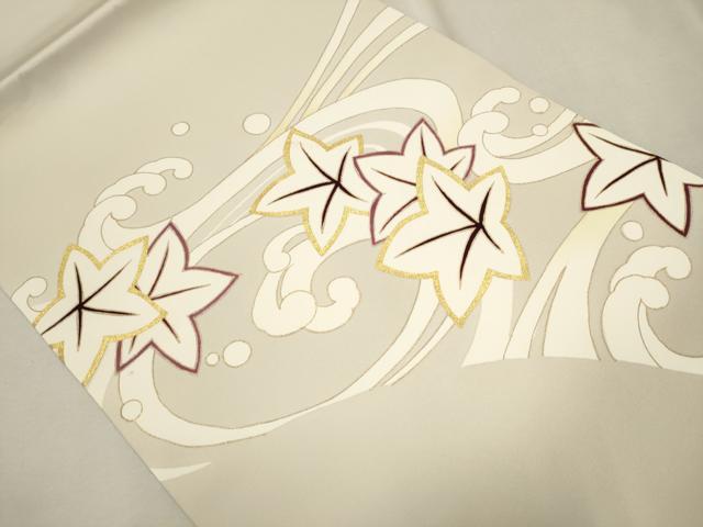 平和屋着物●塩瀬　九寸開き名古屋帯　竜田川　金彩　正絹　逸品　CAAU9281hy