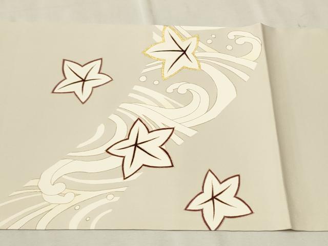 平和屋着物●塩瀬　九寸開き名古屋帯　竜田川　金彩　正絹　逸品　CAAU9281hy