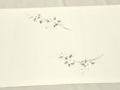 平和屋着物●塩瀬　九寸開き名古屋帯　手描き　枝垂れ桜文　正絹　逸品　CAAU9282hy