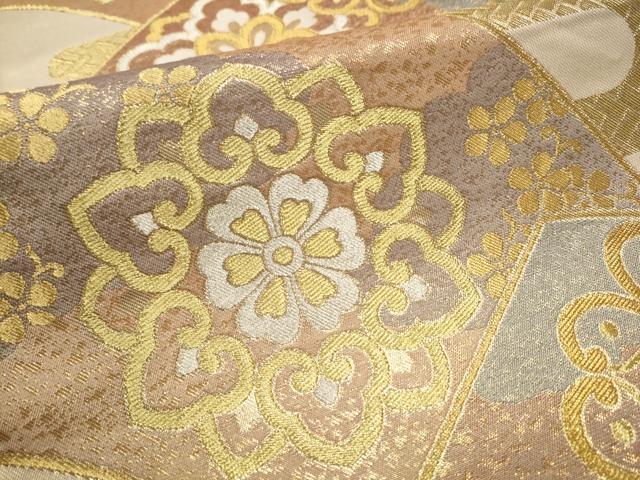平和屋着物●西陣　川島織物　六通柄　本袋帯　正倉院花文　金銀糸　正絹　逸品　CAAU9301hy