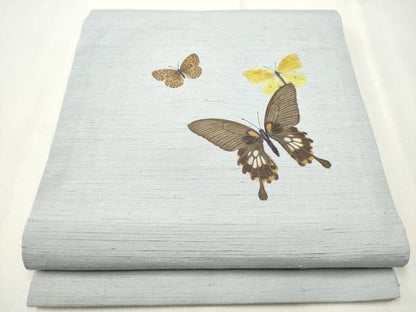 平和屋着物●九寸開き名古屋帯　紬地　舞蝶文　正絹　逸品　CAAU9468hy