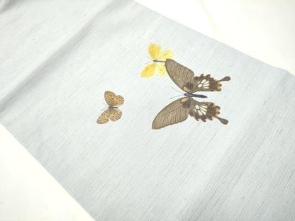 平和屋着物●九寸開き名古屋帯　紬地　舞蝶文　正絹　逸品　CAAU9468hy