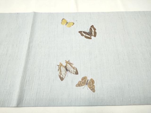 平和屋着物●九寸開き名古屋帯　紬地　舞蝶文　正絹　逸品　CAAU9468hy