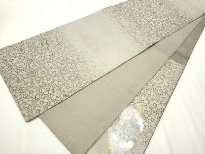 平和屋着物●太鼓柄袋帯 地紙草花文 金彩 正絹 逸品 CAAU9537hy