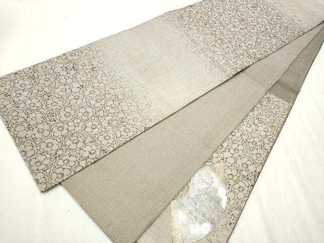 平和屋着物●太鼓柄袋帯 地紙草花文 金彩 正絹 逸品 CAAU9537hy