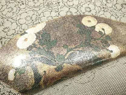 平和屋着物●太鼓柄袋帯 地紙草花文 金彩 正絹 逸品 CAAU9537hy