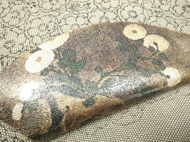 平和屋着物●太鼓柄袋帯 地紙草花文 金彩 正絹 逸品 CAAU9537hy