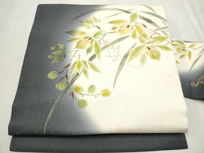 平和屋着物●九寸名古屋帯　草花文　金彩　正絹　逸品　CAAU9560hy