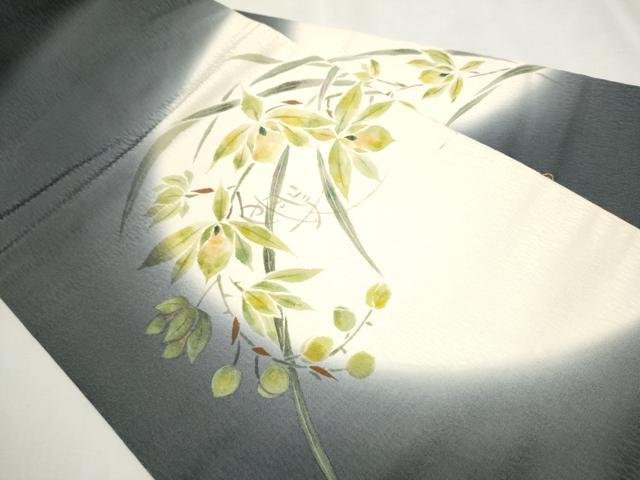 平和屋着物●九寸名古屋帯　草花文　金彩　正絹　逸品　CAAU9560hy