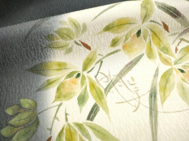 平和屋着物●九寸名古屋帯　草花文　金彩　正絹　逸品　CAAU9560hy