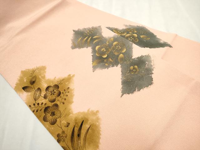 平和屋着物●九寸名古屋帯　辻が花　金彩　鬼しぼ縮緬　正絹　逸品　CAAU9567hy