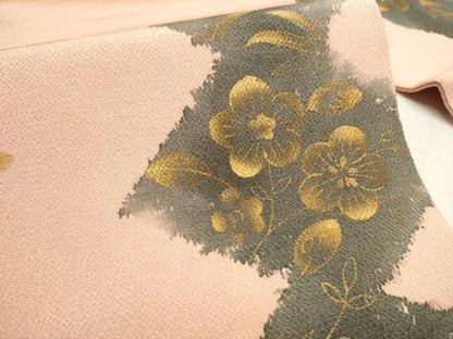 平和屋着物●九寸名古屋帯　辻が花　金彩　鬼しぼ縮緬　正絹　逸品　CAAU9567hy