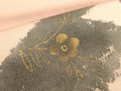 平和屋着物●九寸名古屋帯　辻が花　金彩　鬼しぼ縮緬　正絹　逸品　CAAU9567hy