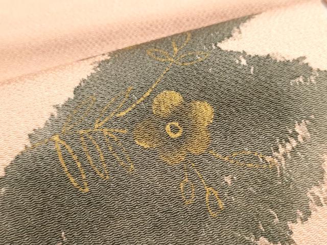 平和屋着物●九寸名古屋帯　辻が花　金彩　鬼しぼ縮緬　正絹　逸品　CAAU9567hy