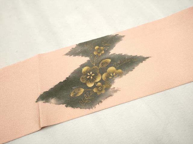 平和屋着物●九寸名古屋帯　辻が花　金彩　鬼しぼ縮緬　正絹　逸品　CAAU9567hy