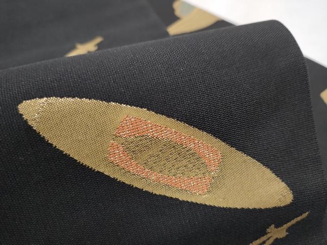 平和屋着物●西陣 川島織物 九寸名古屋帯 器物文 黒地 金糸 正絹 逸品 CAAU9571hy