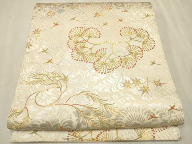 平和屋着物●西陣の名門　本家加納　六通柄袋帯　花鳥文　金糸　正絹　逸品　CAAU9591hy