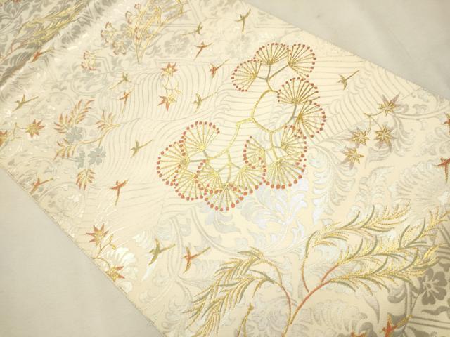 平和屋着物●西陣の名門　本家加納　六通柄袋帯　花鳥文　金糸　正絹　逸品　CAAU9591hy