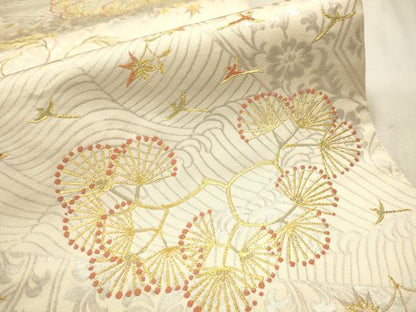 平和屋着物●西陣の名門　本家加納　六通柄袋帯　花鳥文　金糸　正絹　逸品　CAAU9591hy