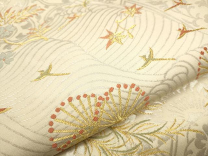 平和屋着物●西陣の名門　本家加納　六通柄袋帯　花鳥文　金糸　正絹　逸品　CAAU9591hy