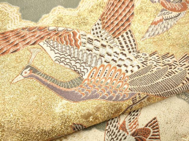 平和屋着物●染彩芸術の巨匠　皆川月華　六通柄袋帯　飛鳥文　金糸　正絹　逸品　CAAU9592hy