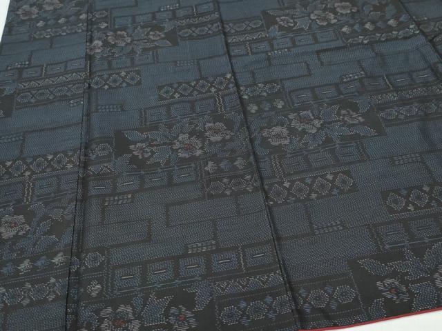平和屋着物●本場大島紬　草花文　正絹　逸品　CAAU9620vf