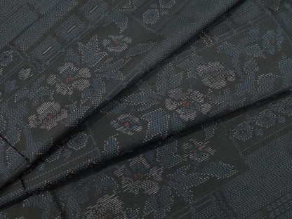 平和屋着物●本場大島紬　草花文　正絹　逸品　CAAU9620vf