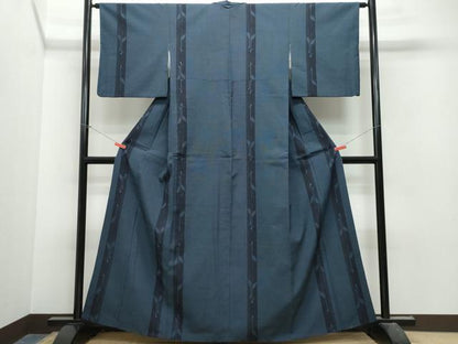 平和屋着物●本塩沢　群鶴間道　正絹　逸品　CAAU9630vf