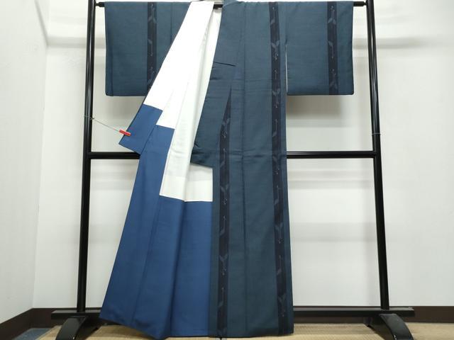 平和屋着物●本塩沢　群鶴間道　正絹　逸品　CAAU9630vf