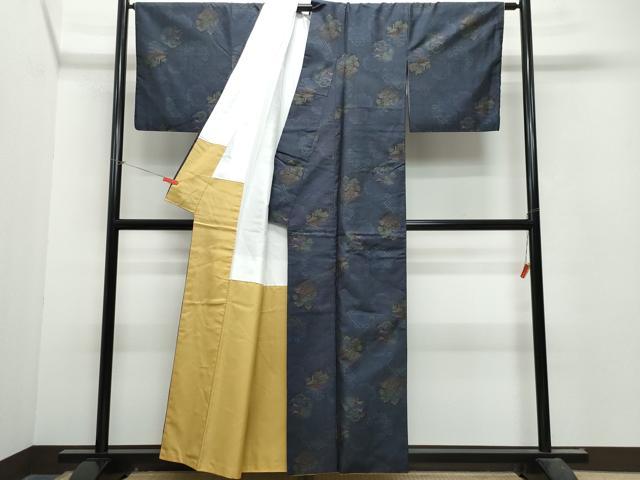 平和屋着物●本場大島紬 9マルキ 雪輪風景草木文 正絹 逸品 未使用 CAAU9638vf