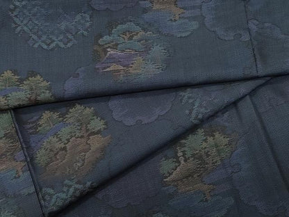 平和屋着物●本場大島紬 9マルキ 雪輪風景草木文 正絹 逸品 未使用 CAAU9638vf