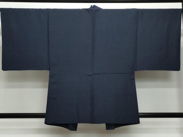 平和屋着物●男性　紬　アンサンブル　濃紺色　正絹　逸品　CAAU9657vf