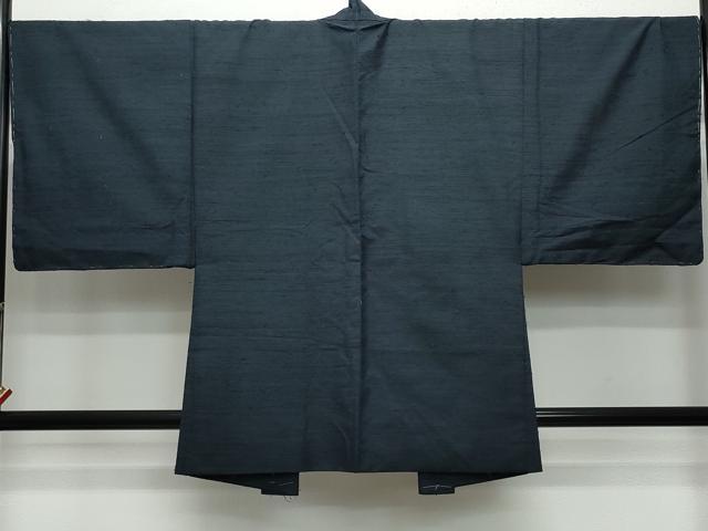 平和屋着物●男性 紬 髭紬・羽織セット 藍鉄色 正絹 逸品 CAAU9667vf