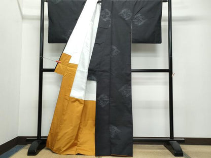 平和屋着物●上質な紬 舞花文 正絹 逸品 CAAU9674vf