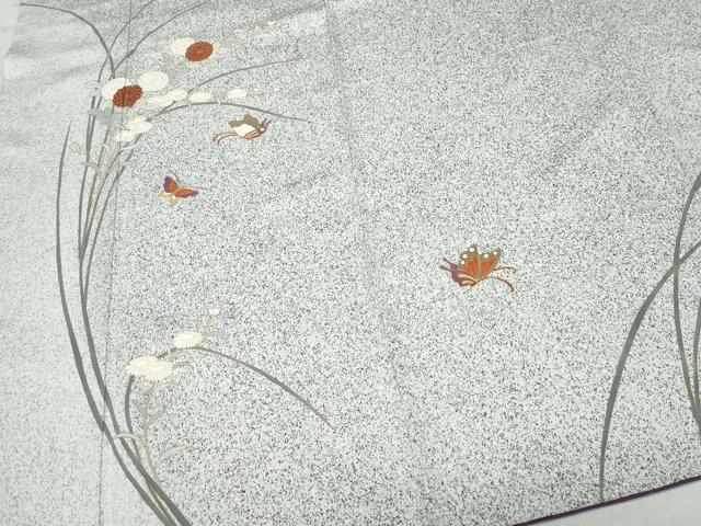 平和屋着物●訪問着　花蝶文　たたき染め　金彩　正絹　逸品　CAAU9680vf