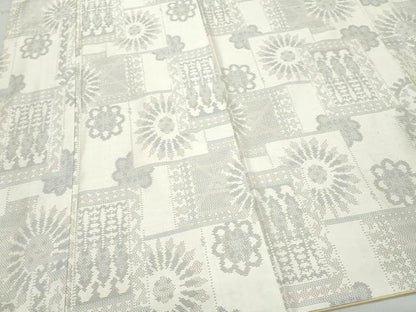 平和屋着物●本場大島紬 白大島 吉祥花文 正絹 逸品 CAAU9687vf