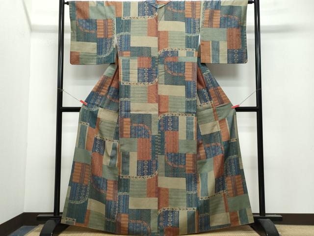 平和屋着物●上質な紬 吉祥花文 正絹 逸品 CAAU9691vf