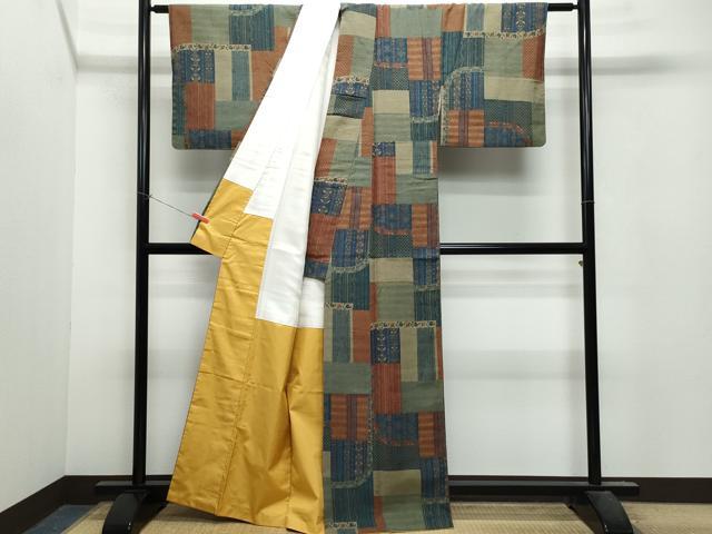 平和屋着物●上質な紬 吉祥花文 正絹 逸品 CAAU9691vf