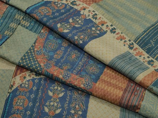 平和屋着物●上質な紬 吉祥花文 正絹 逸品 CAAU9691vf
