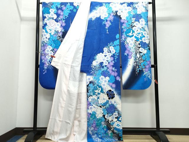 平和屋着物●豪華振袖　刺繍　花蝶文　暈し染め　銀彩　正絹　逸品　CAAU9697vf